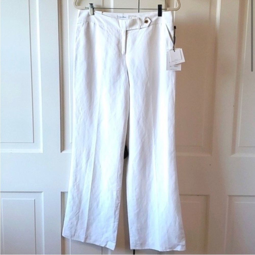 Reposhing.  Calvin Klein classic fit linen blend pants in white